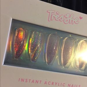Tresshe pink glitter nails press on nails fake